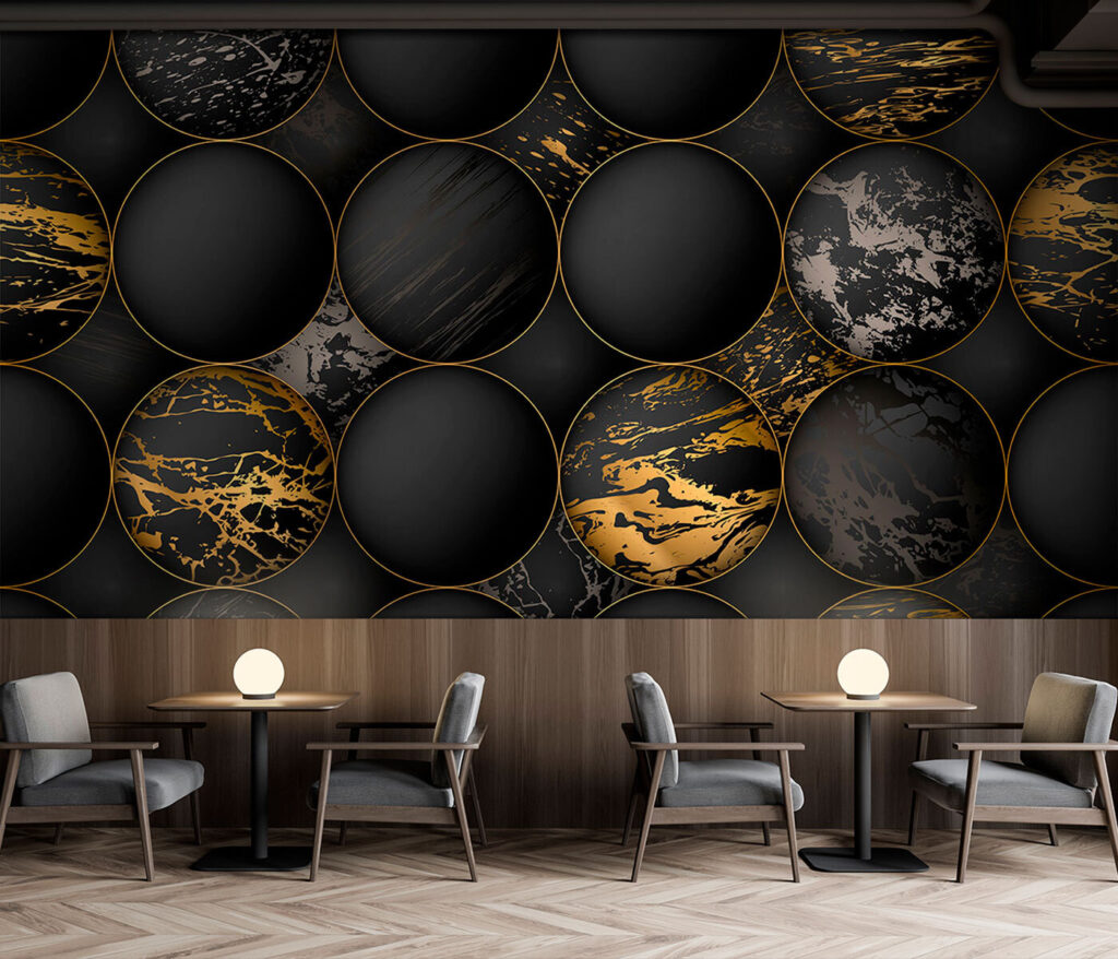 Elegant orbs with metallic splashes Elegant orbs with metallic splashes