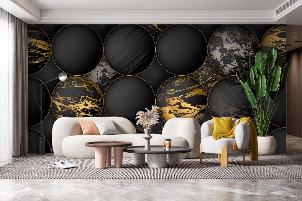 Elegant orbs with metallic splashes Elegant orbs with metallic splashes