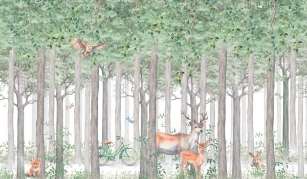 Un gruppo di animali in una foresta Un gruppo di animali in una foresta