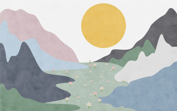 Un paesaggio con montagne e fiori Un paesaggio con montagne e fiori