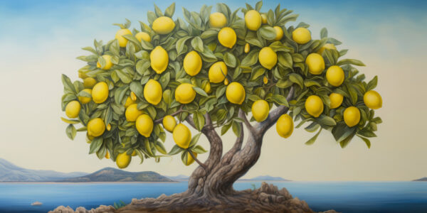 Un albero di limoni con frutti Un albero di limoni con frutti