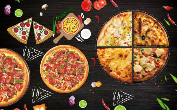 Una pizza su un tavolo Una pizza su un tavolo