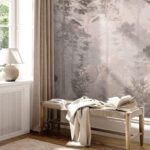 Carta da parati Foresta con alberi e montagne