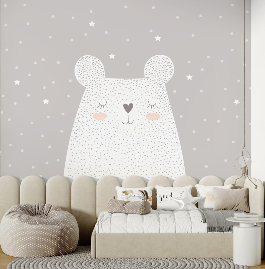 Un orso bianco con puntini e stelle Un orso bianco con puntini e stelle