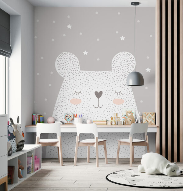 Un orso bianco con puntini e stelle Un orso bianco con puntini e stelle