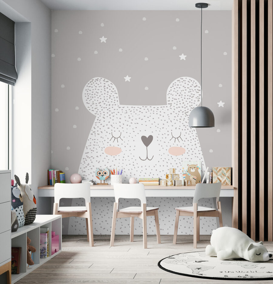 Un orso bianco con puntini e stelle Un orso bianco con puntini e stelle
