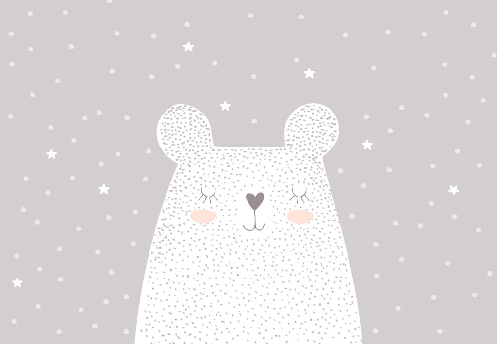Un orso bianco con puntini e stelle Un orso bianco con puntini e stelle