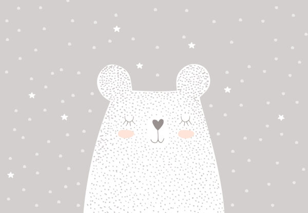 Un orso bianco con puntini e stelle Un orso bianco con puntini e stelle