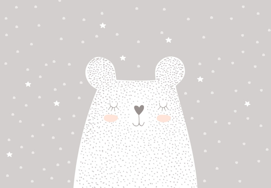 Un orso bianco con puntini e stelle Un orso bianco con puntini e stelle
