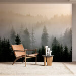Carta da parati Foresta nebbiosa con alberi