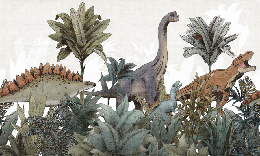 Gruppo di dinosauri in una giungla Gruppo di dinosauri in una giungla