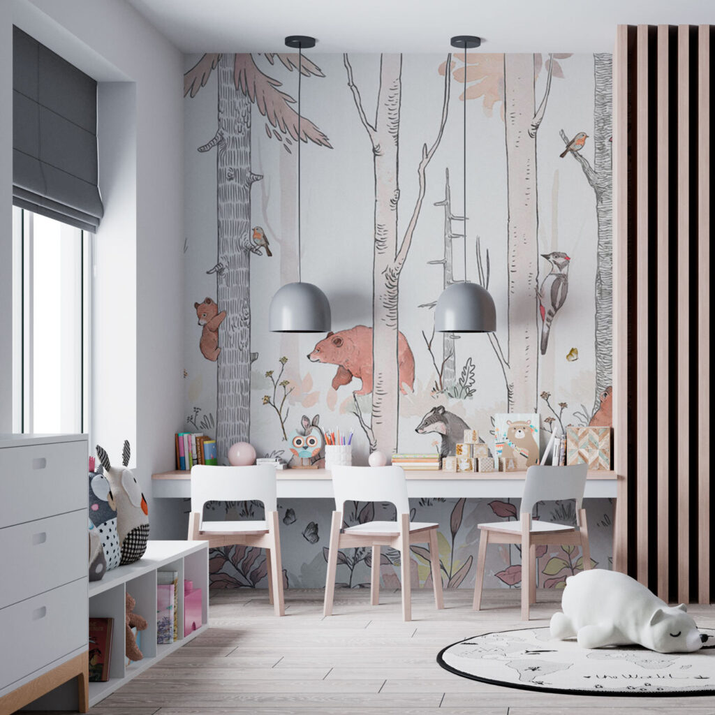 A group of animals in a forest