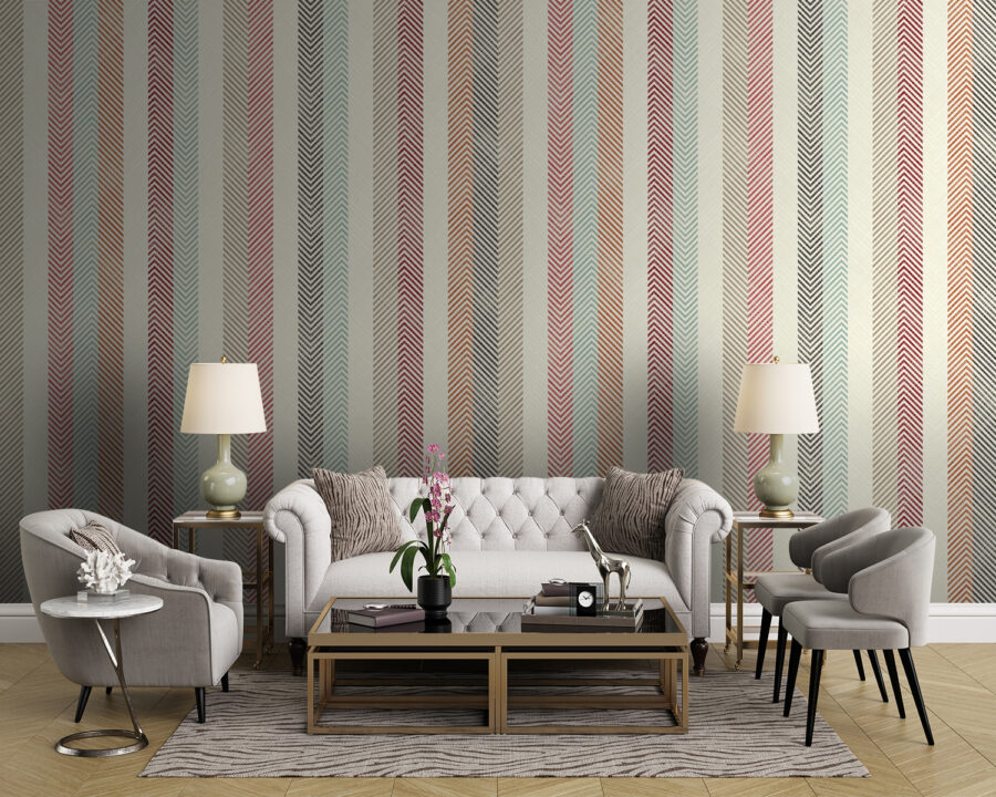 Carta da parati Sfondo colorato con disegno a zig zag. - immagine 3