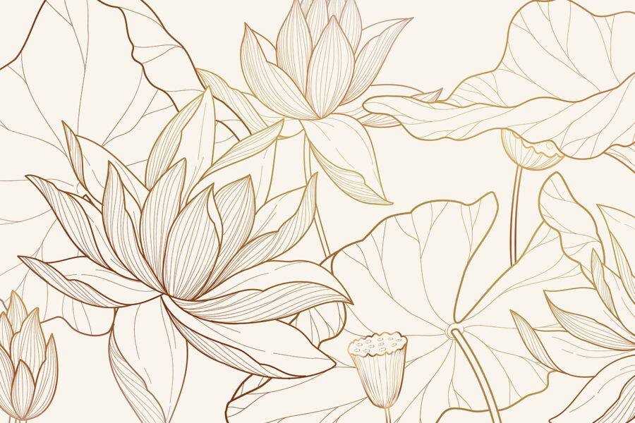 Carta da parati Disegno di fiori e foglie - immagine 2