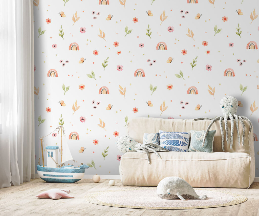 Pattern of flowers and rainbows Pattern of flowers and rainbows