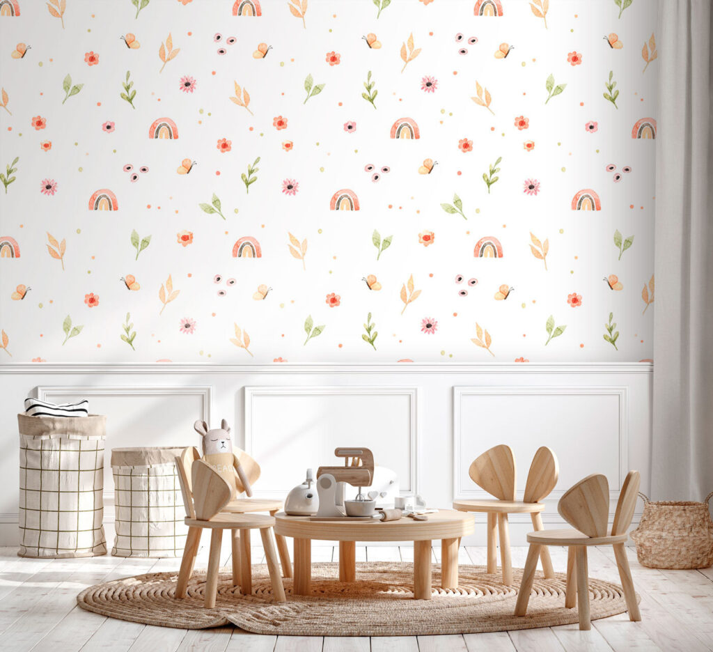 Pattern of flowers and rainbows Pattern of flowers and rainbows