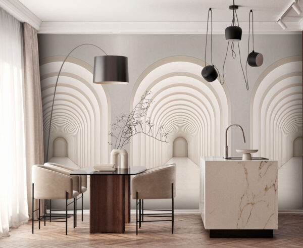 Corridoio bianco con finestre ad arco Corridoio bianco con finestre ad arco
