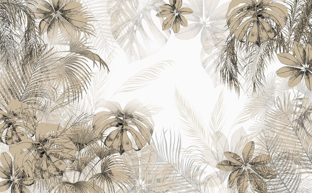 Foglie tropicali in morbide tonalità neutre. Foglie tropicali in morbide tonalità neutre.