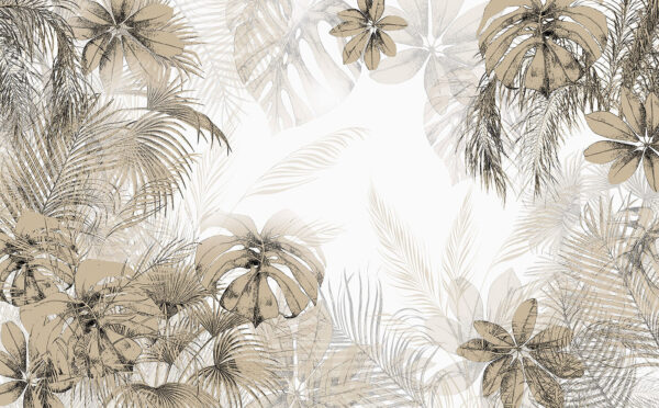Foglie tropicali in morbide tonalità neutre. Foglie tropicali in morbide tonalità neutre.