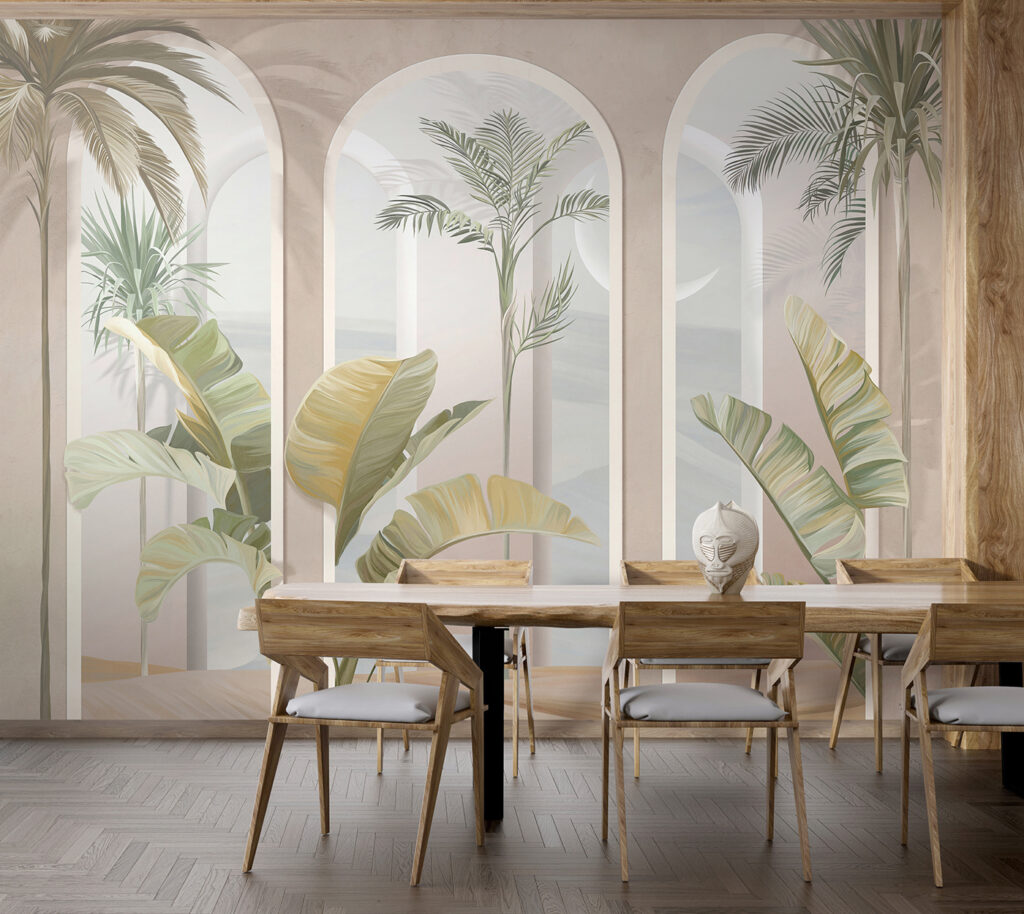 Wall mural of a room with palm trees Wall mural of a room with palm trees