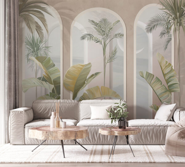 Wall mural of a room with palm trees Wall mural of a room with palm trees