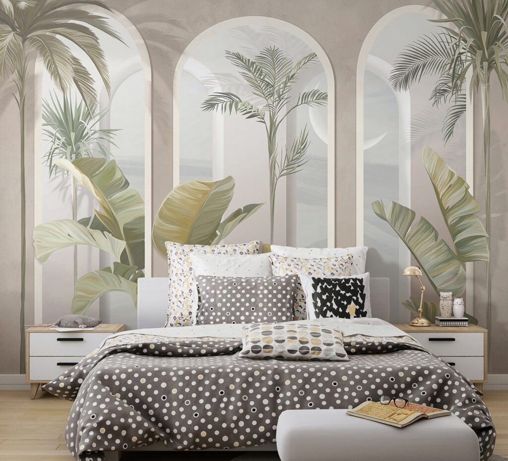 Wall mural of a room with palm trees Wall mural of a room with palm trees