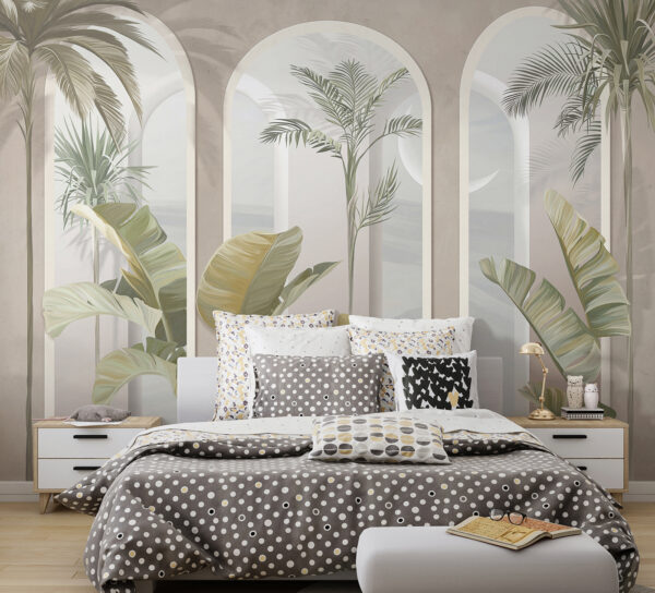 Wall mural of a room with palm trees Wall mural of a room with palm trees