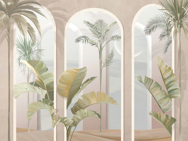 Wall mural of a room with palm trees Wall mural of a room with palm trees