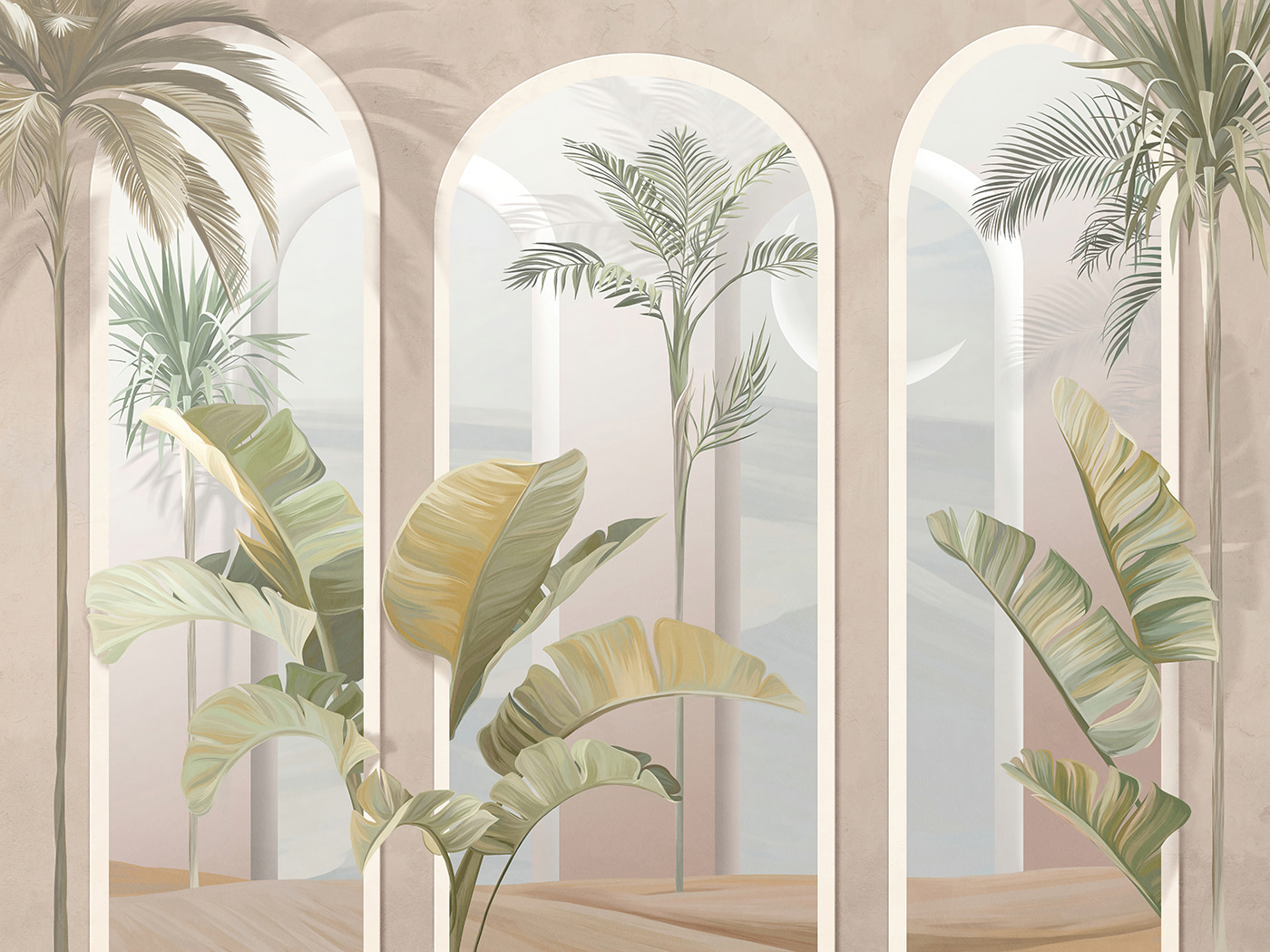 Wall mural of a room with palm trees Wall mural of a room with palm trees