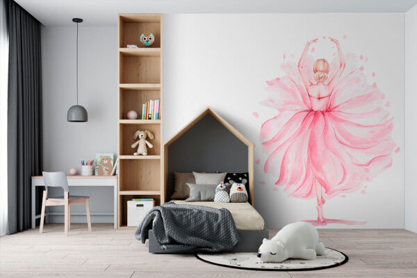 Acquerello di una donna in abito rosa Acquerello di una donna in abito rosa
