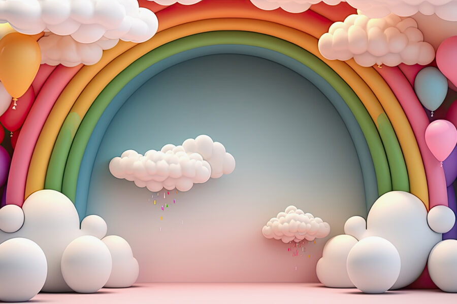 Arcobaleno e nuvole in una stanza
