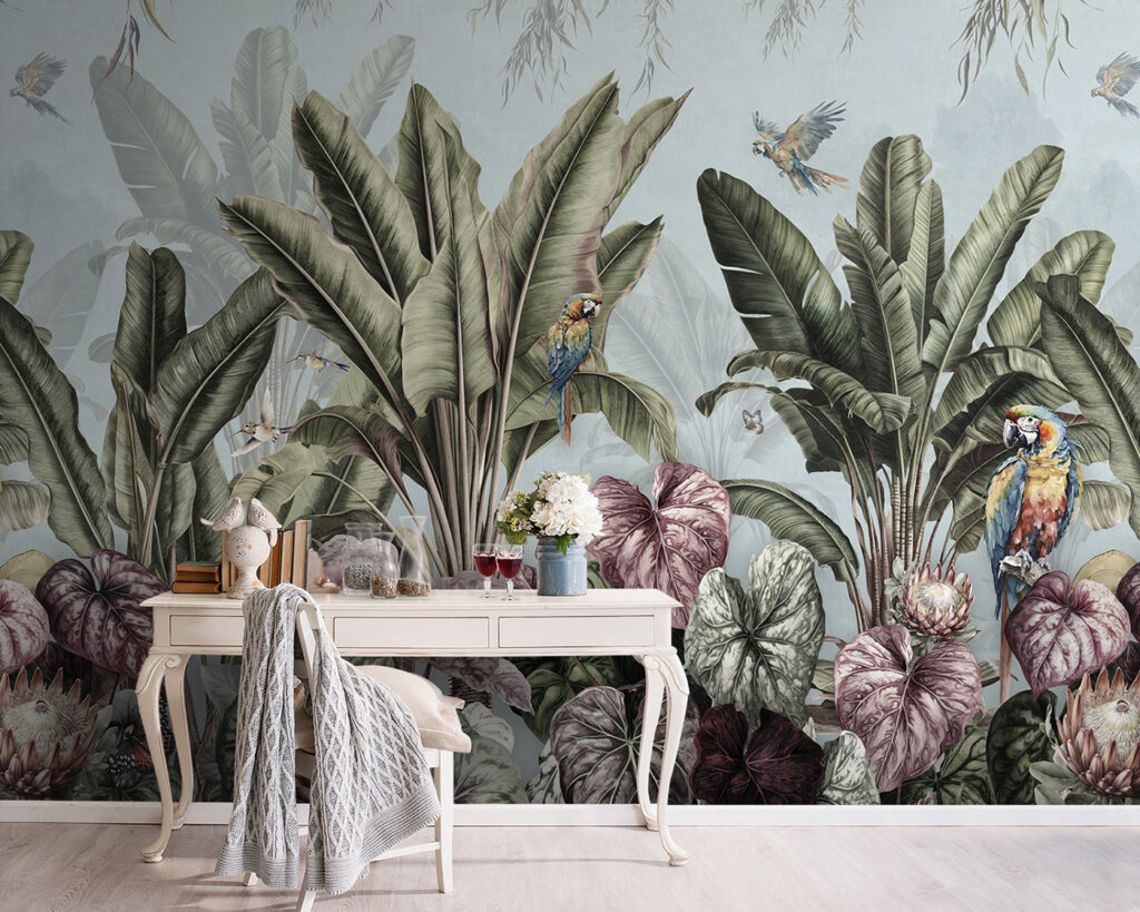 u96259pig5 1024x819 - Carta da parati con piante e uccelli tropicali - tegory