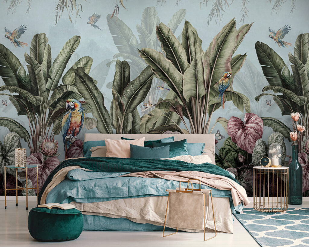 u96259pib111 1024x819 - Carta da parati con piante e uccelli tropicali - tegory