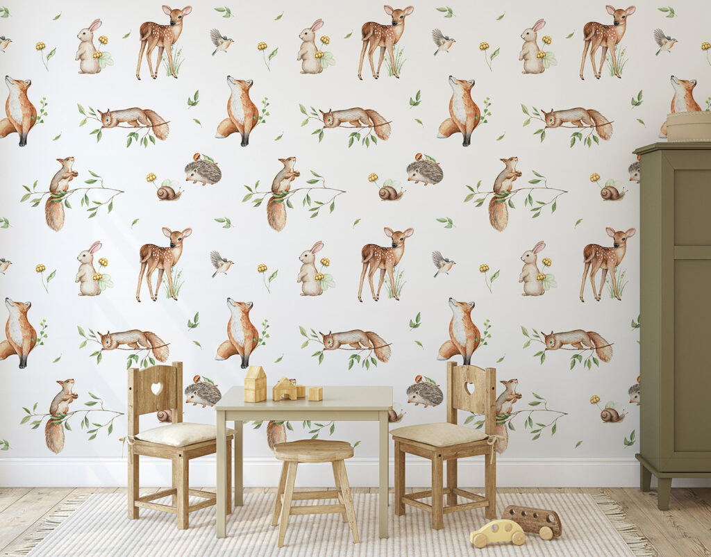 A pattern of animals and plants A pattern of animals and plants