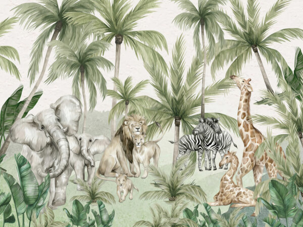 Gruppo di animali in una giungla Gruppo di animali in una giungla