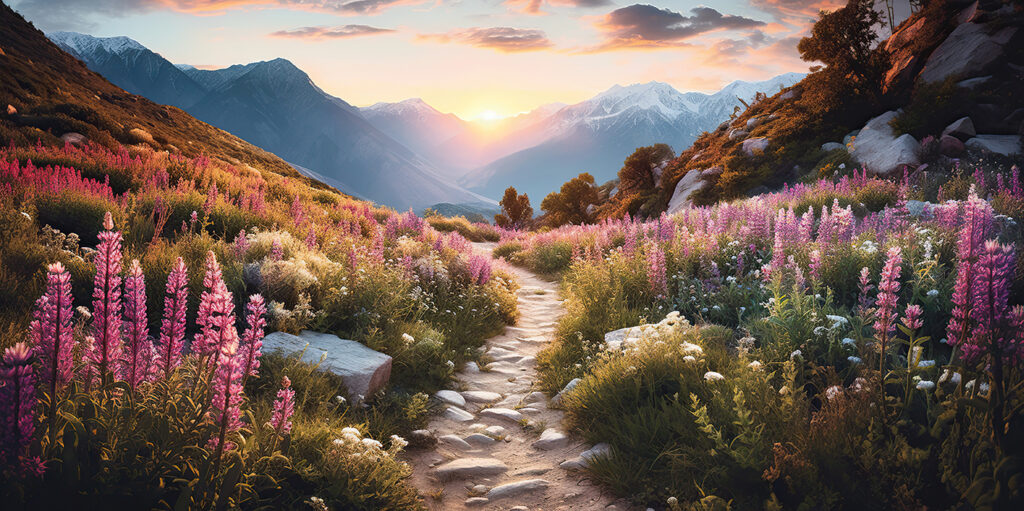 Sentiero di montagna con fiori Sentiero di montagna con fiori