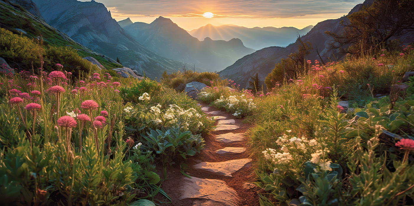 u96205p - Un sentiero di pietra che porta alle montagne - tegory