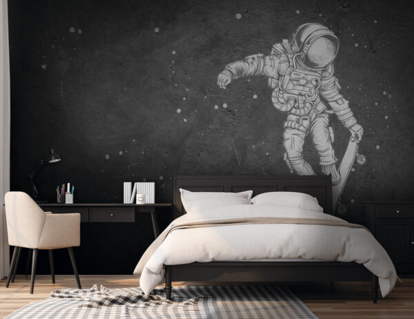 Disegno di un astronauta su uno skateboard Disegno di un astronauta su uno skateboard