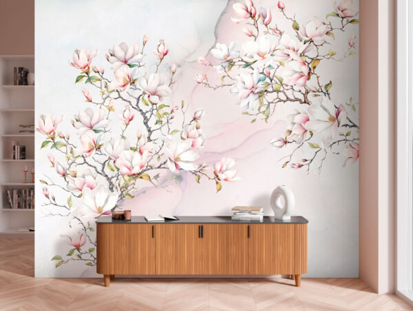 Pittura di fiori su una superficie di marmo Pittura di fiori su una superficie di marmo