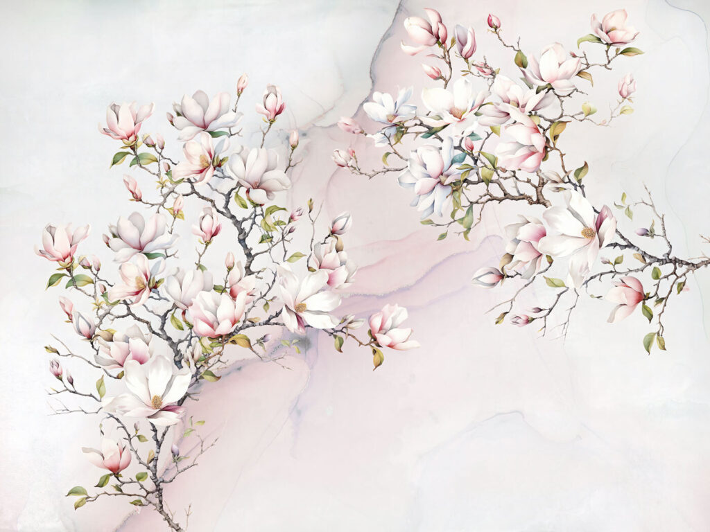 Pittura di fiori su una superficie di marmo Pittura di fiori su una superficie di marmo