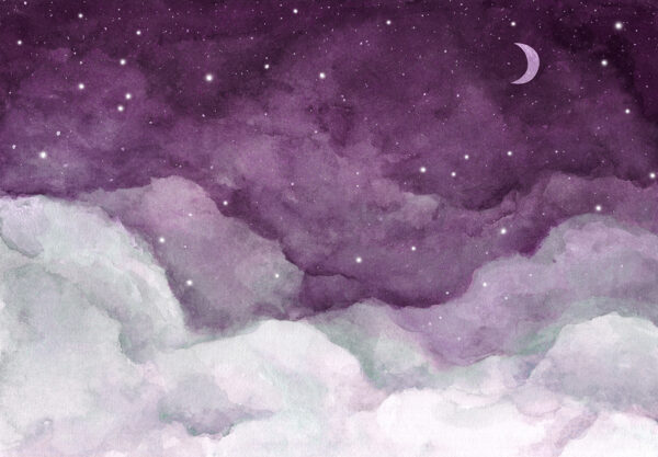 Un cielo viola con nuvole e stelle Un cielo viola con nuvole e stelle