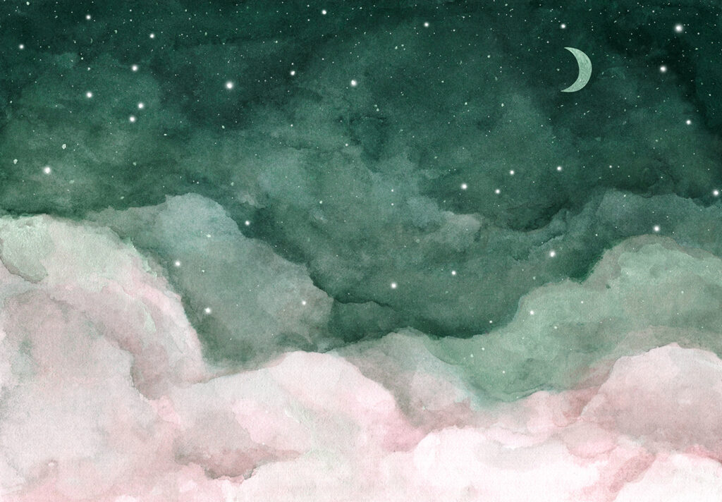 A moon and clouds in the night sky A moon and clouds in the night sky