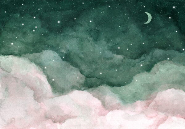 A moon and clouds in the night sky A moon and clouds in the night sky