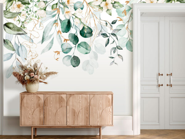 Pittura ad acquerello di foglie e fiori Pittura ad acquerello di foglie e fiori