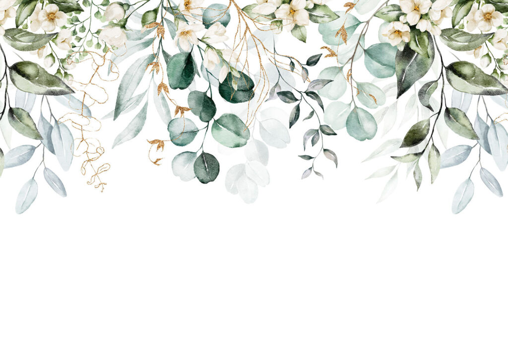 Pittura ad acquerello di foglie e fiori Pittura ad acquerello di foglie e fiori
