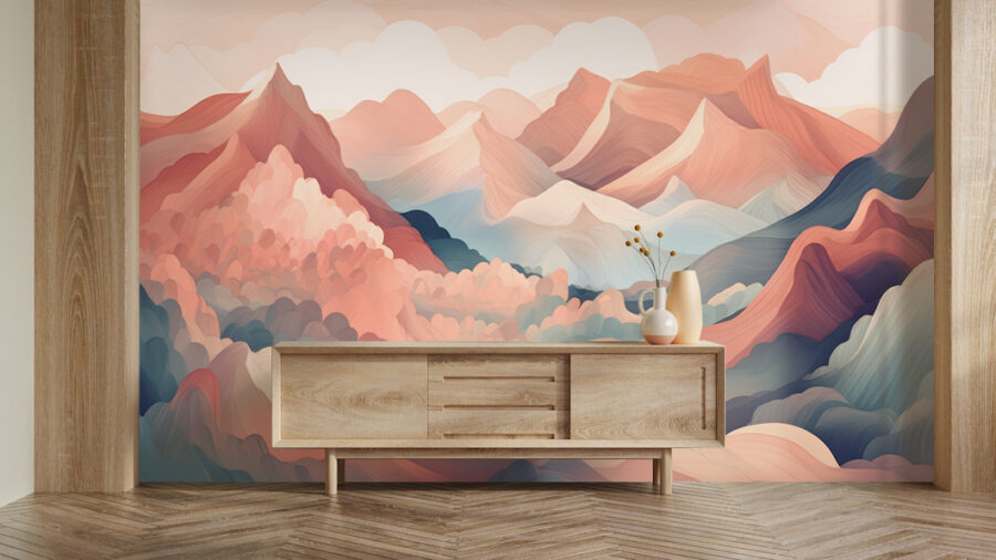 Pittura di montagne e nuvole