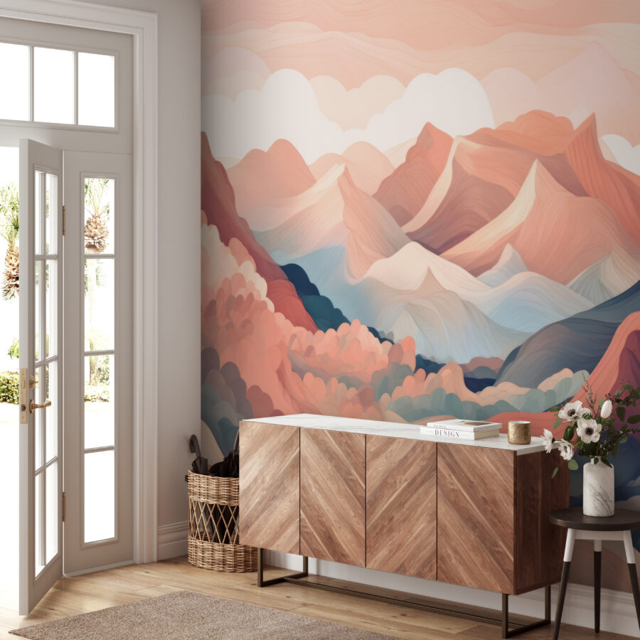 Pittura di montagne e nuvole