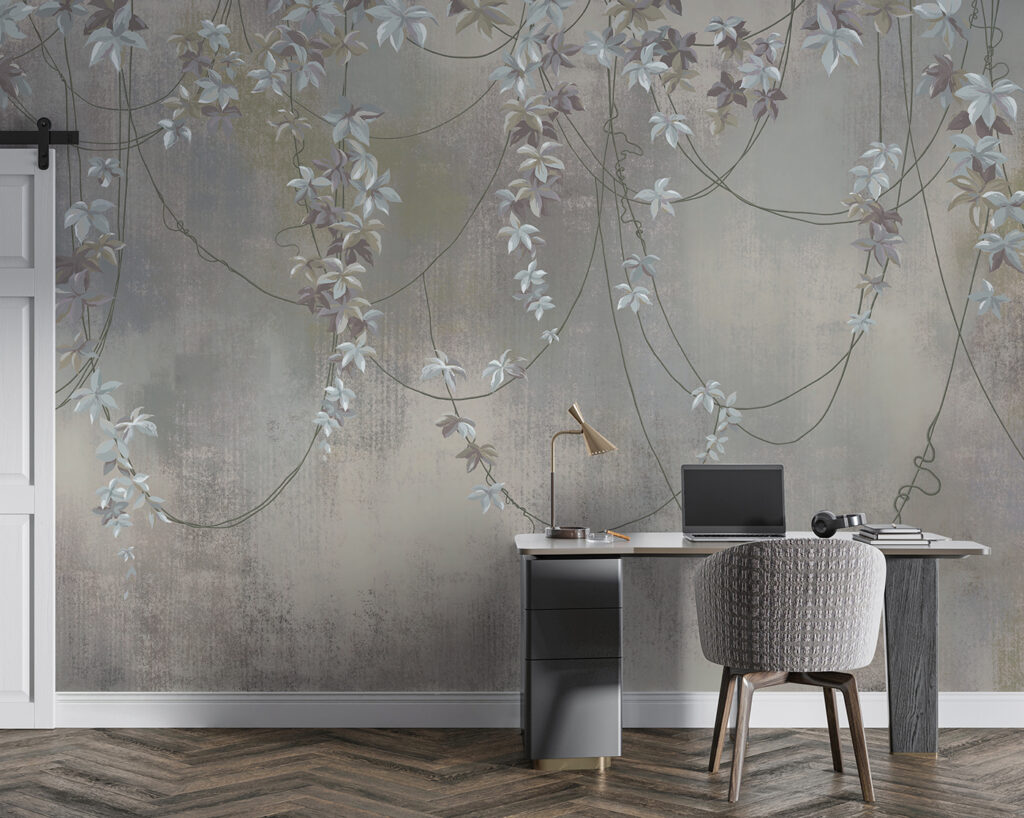 Wallpaper with white flowers