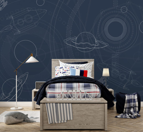 Sfondo blu e bianco con pianeti e stelle Sfondo blu e bianco con pianeti e stelle