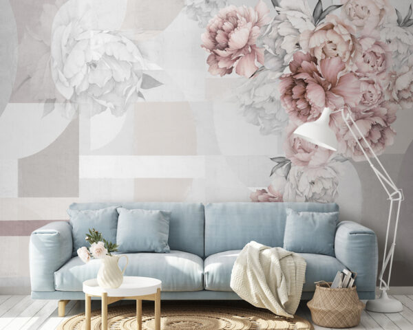 Morbidi fiori che completano forme astratte. Morbidi fiori che completano forme astratte.